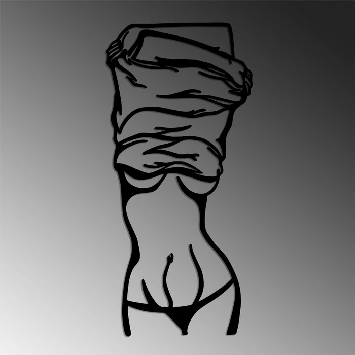 Wallity Undressing Woman Escultura de pared de metal negra Wallity Undressing Woman Escultura de pared de metal negra